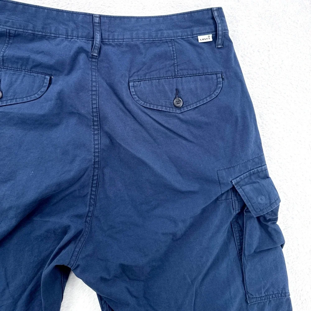 Levi's Mens Cargo Shorts Size 33 Navy Blue Ripstop Cotton Casual Outdoor Hiking